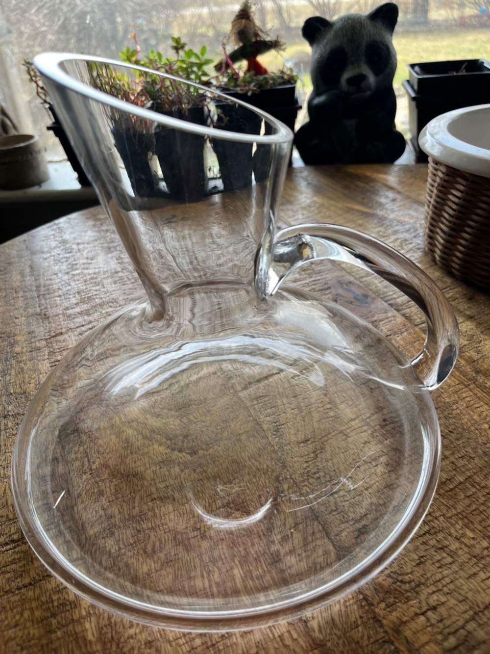 MCM Clear Glass Wine Decanter with Handle